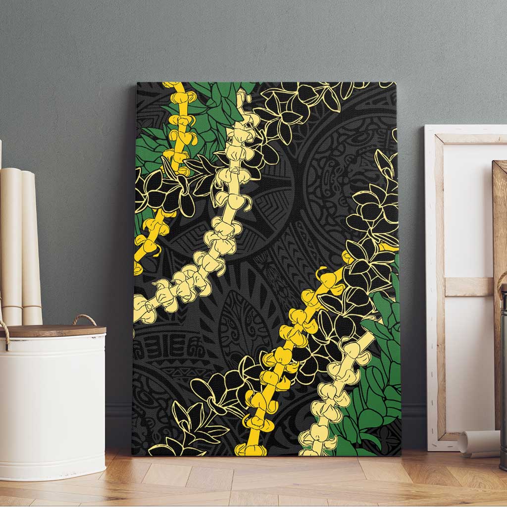 Hawaii Puakenikeni - Maile Lei Canvas Wall Art Obsidian Black LT7 - Polynesian Pride
