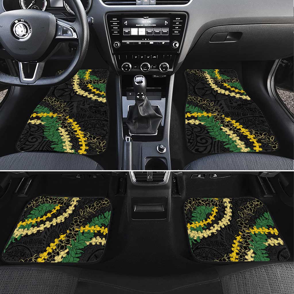 Hawaii Puakenikeni - Maile Lei Car Mats Obsidian Black LT7 Set 4pcs Black - Polynesian Pride