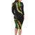 Hawaii Puakenikeni - Maile Lei Family Matching Long Sleeve Bodycon Dress and Hawaiian Shirt Obsidian Black