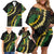 Hawaii Puakenikeni - Maile Lei Family Matching Off Shoulder Short Dress and Hawaiian Shirt Obsidian Black