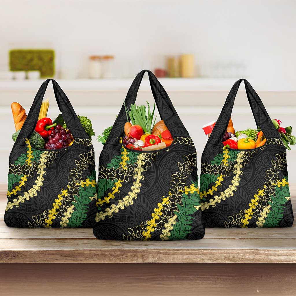 Hawaii Puakenikeni - Maile Lei Grocery Bag Obsidian Black LT7 3-pack One Size Black - Polynesian Pride