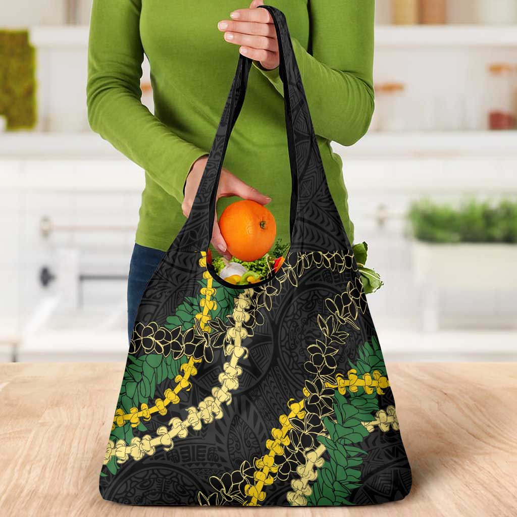 Hawaii Puakenikeni - Maile Lei Grocery Bag Obsidian Black LT7 - Polynesian Pride