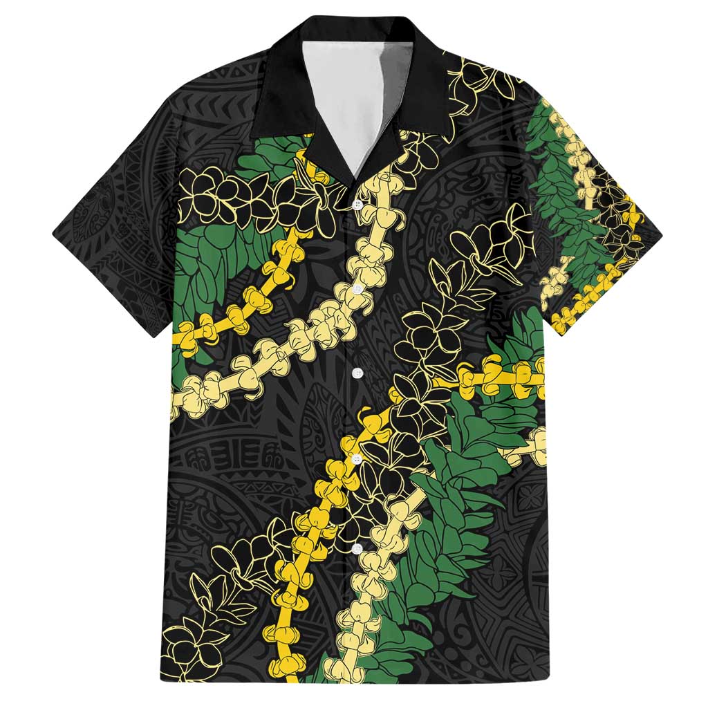 Hawaii Puakenikeni - Maile Lei Hawaiian Shirt Obsidian Black LT7 Black - Polynesian Pride