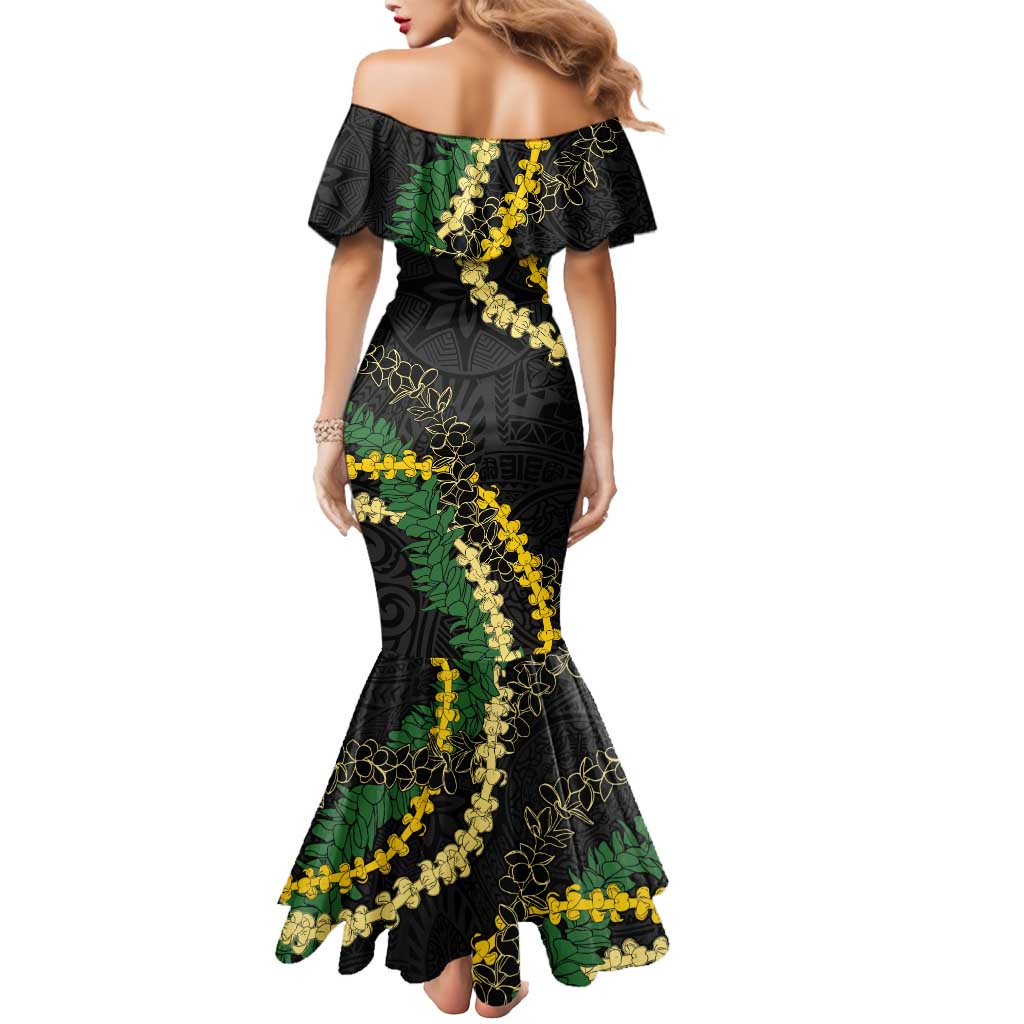 Hawaii Puakenikeni - Maile Lei Mermaid Dress Obsidian Black LT7 - Polynesian Pride