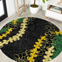 Hawaii Puakenikeni - Maile Lei Round Carpet Obsidian Black LT7 Black - Polynesian Pride