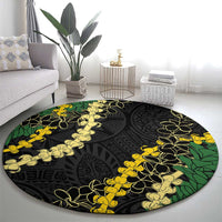 Hawaii Puakenikeni - Maile Lei Round Carpet Obsidian Black LT7 - Polynesian Pride