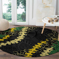 Hawaii Puakenikeni - Maile Lei Round Carpet Obsidian Black LT7 - Polynesian Pride