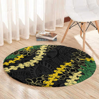 Hawaii Puakenikeni - Maile Lei Round Carpet Obsidian Black LT7 - Polynesian Pride