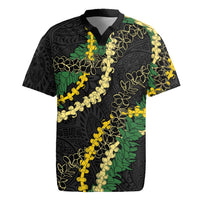 Hawaii Puakenikeni - Maile Lei Rugby Jersey Obsidian Black LT7 Black - Polynesian Pride
