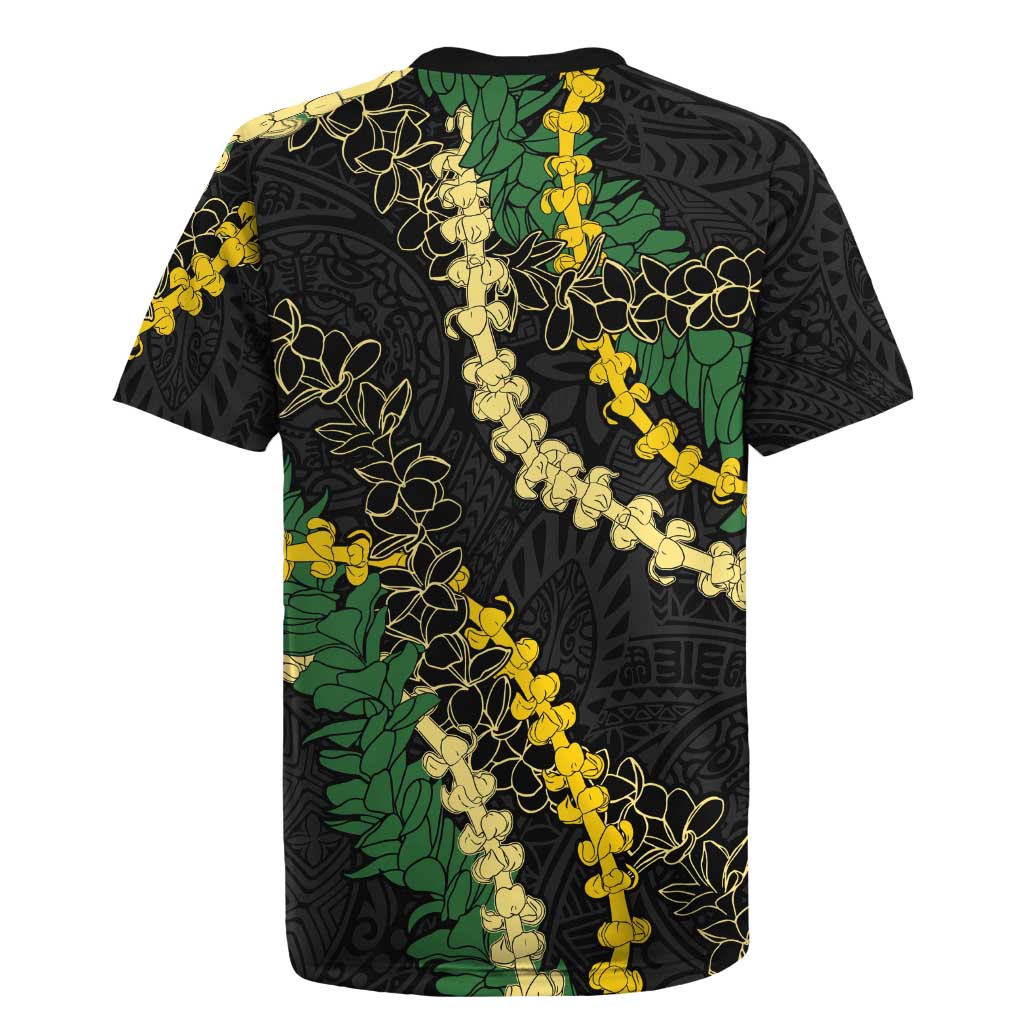 Hawaii Puakenikeni - Maile Lei Rugby Jersey Obsidian Black LT7 - Polynesian Pride