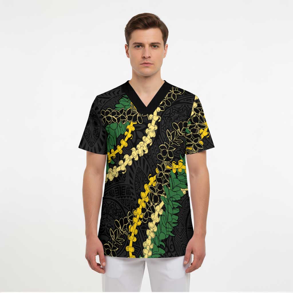 Hawaii Puakenikeni - Maile Lei Scrub Top Obsidian Black LT7 - Polynesian Pride