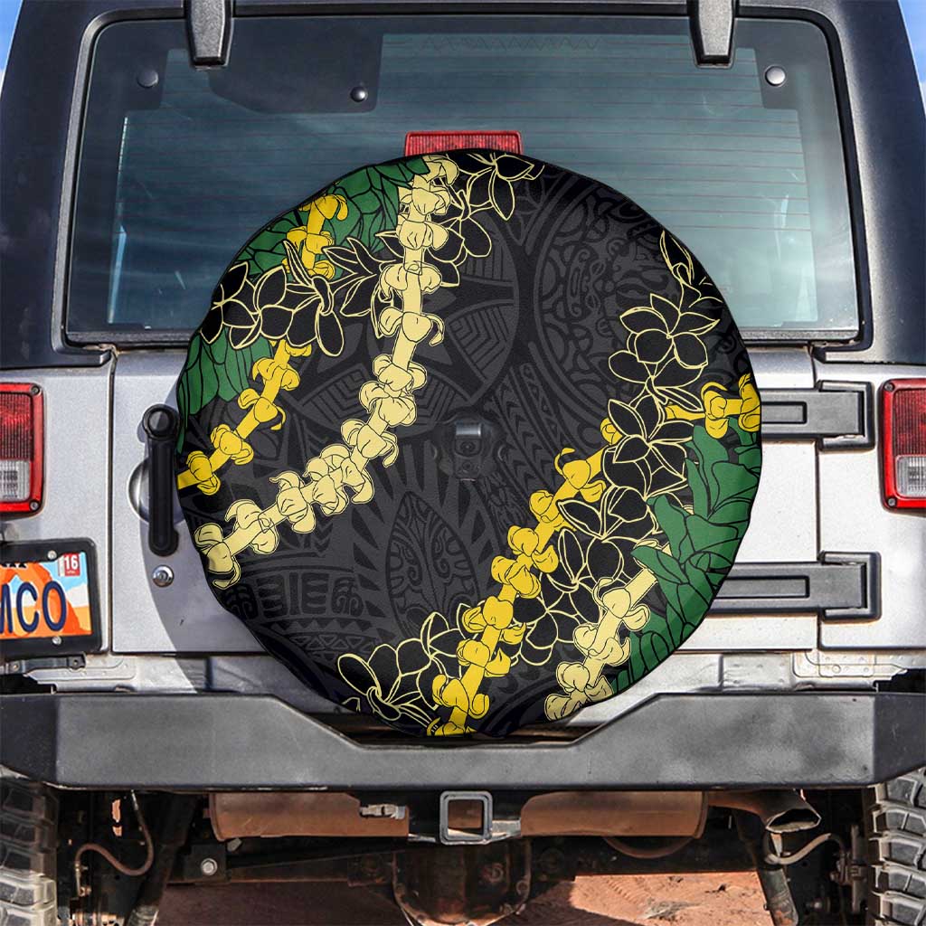 Hawaii Puakenikeni - Maile Lei Spare Tire Cover Obsidian Black LT7 Black - Polynesian Pride