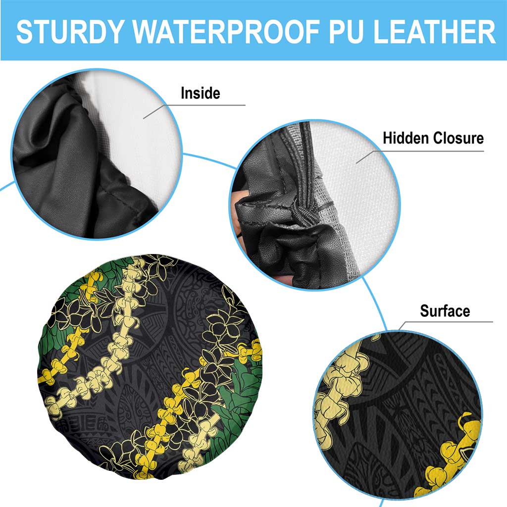 Hawaii Puakenikeni - Maile Lei Spare Tire Cover Obsidian Black LT7 - Polynesian Pride