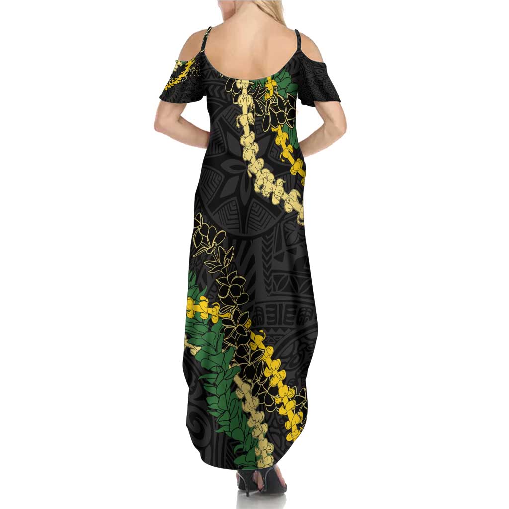 Hawaii Puakenikeni - Maile Lei Summer Maxi Dress Obsidian Black LT7 - Polynesian Pride