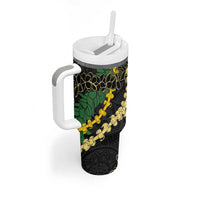 Hawaii Puakenikeni - Maile Lei Tumbler With Handle Obsidian Black LT7 - Polynesian Pride
