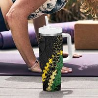Hawaii Puakenikeni - Maile Lei Tumbler With Handle Obsidian Black LT7 - Polynesian Pride