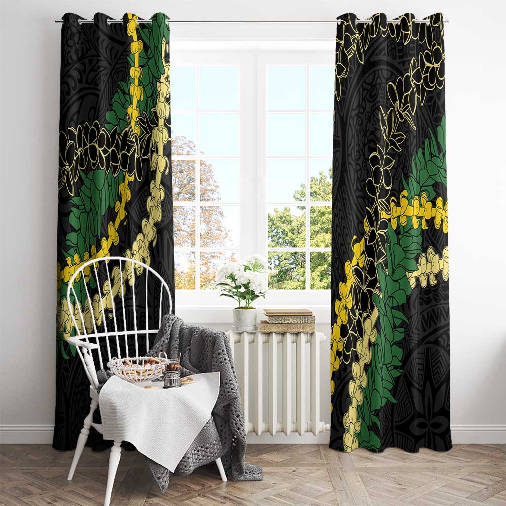 Hawaii Puakenikeni - Maile Lei Window Curtain Obsidian Black LT7 - Polynesian Pride