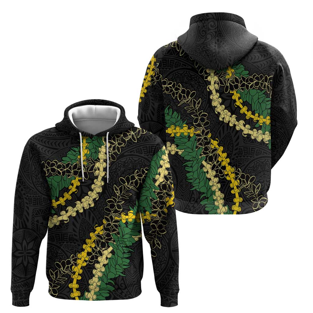 Hawaii Puakenikeni - Maile Lei Zip Hoodie Obsidian Black LT7 - Polynesian Pride