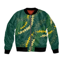 Hawaii Puakenikeni - Maile Lei Bomber Jacket Sage Green LT7 Unisex Sage Green - Polynesian Pride