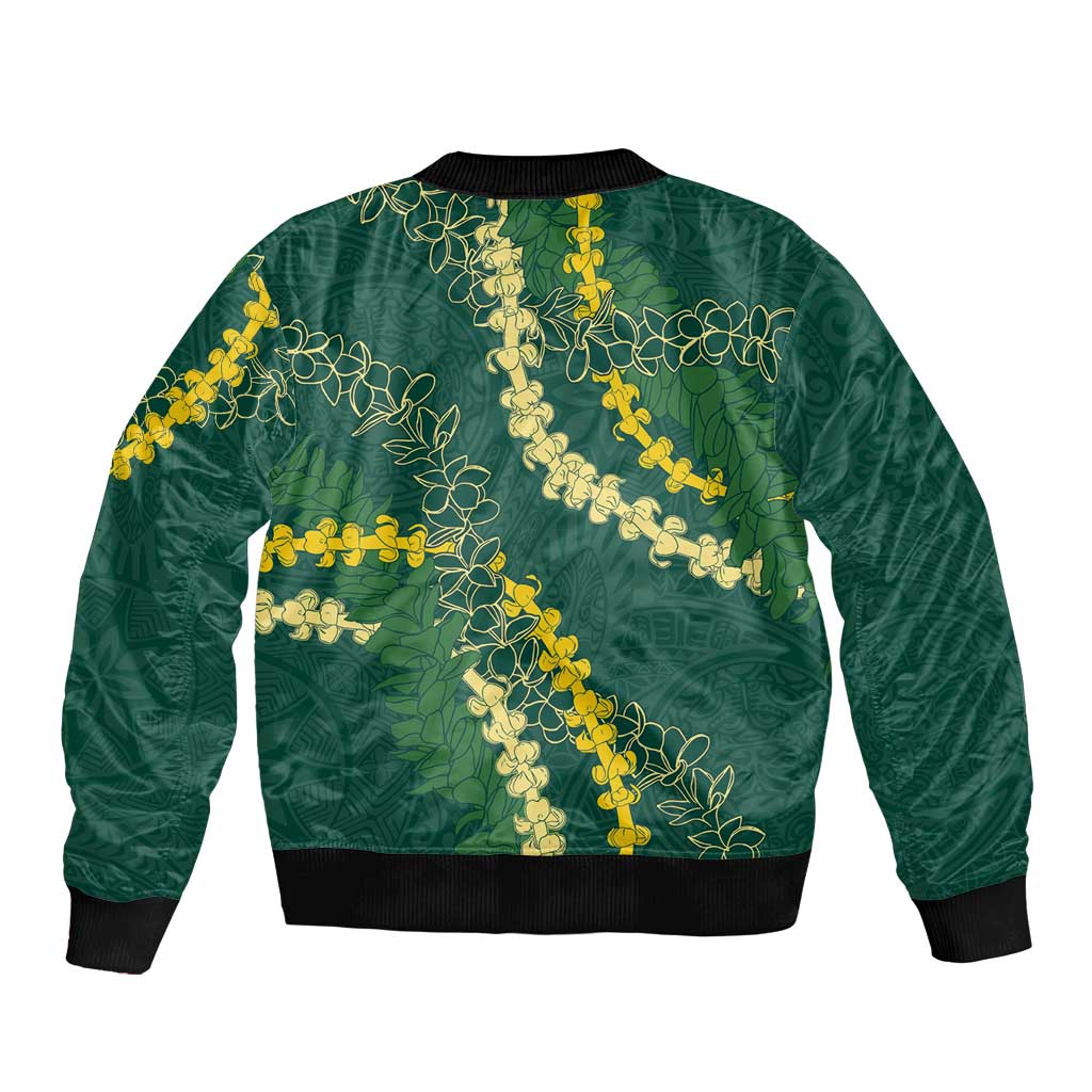 Hawaii Puakenikeni - Maile Lei Bomber Jacket Sage Green LT7 - Polynesian Pride