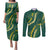 Hawaii Puakenikeni - Maile Lei Couples Matching Puletasi and Long Sleeve Button Shirt Sage Green