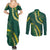 Hawaii Puakenikeni - Maile Lei Couples Matching Summer Maxi Dress and Long Sleeve Button Shirt Sage Green