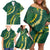 Hawaii Puakenikeni - Maile Lei Family Matching Off Shoulder Short Dress and Hawaiian Shirt Sage Green