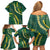 Hawaii Puakenikeni - Maile Lei Family Matching Off Shoulder Short Dress and Hawaiian Shirt Sage Green