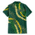 Hawaii Puakenikeni - Maile Lei Family Matching Off Shoulder Short Dress and Hawaiian Shirt Sage Green