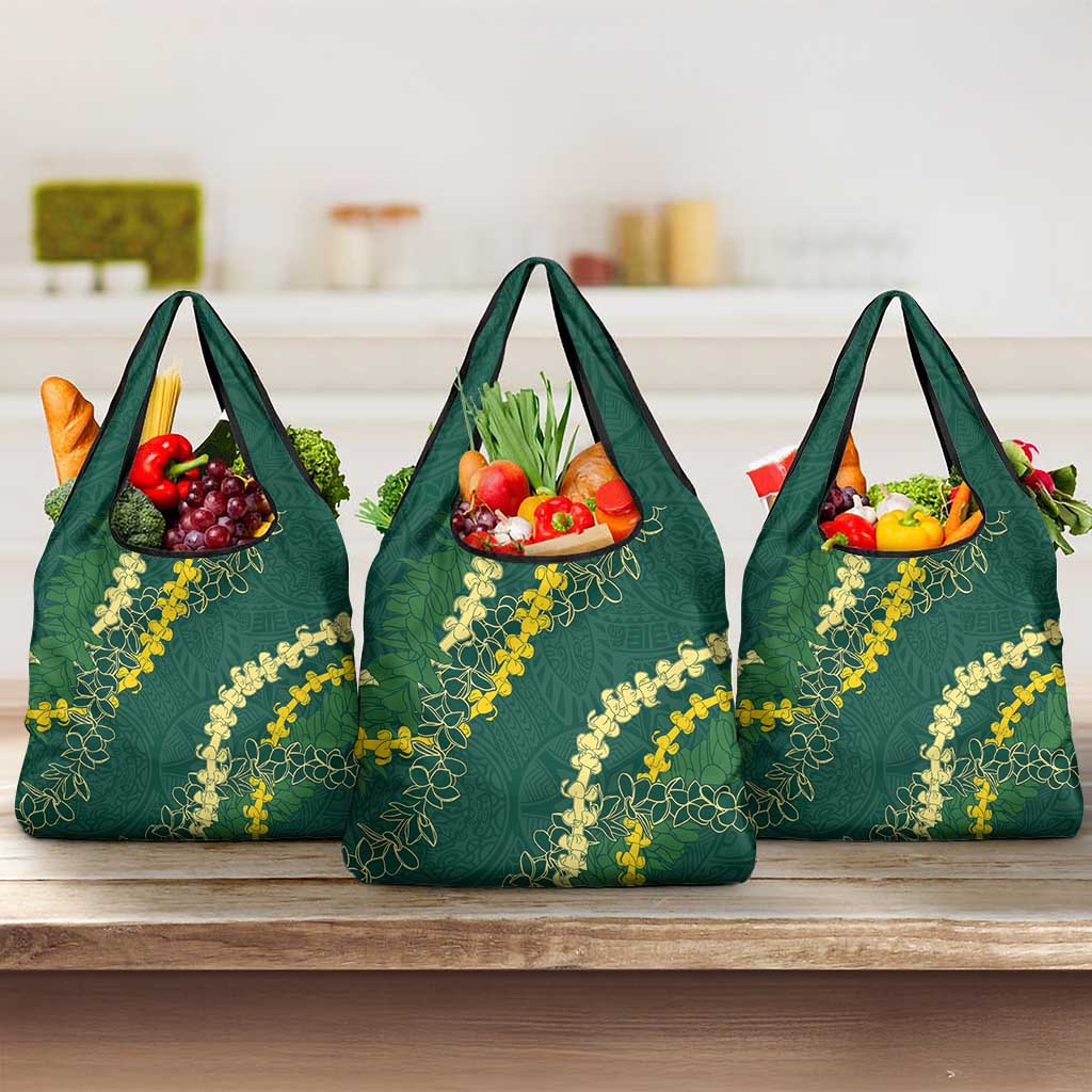 Hawaii Puakenikeni - Maile Lei Grocery Bag Sage Green LT7 3-pack One Size Sage Green - Polynesian Pride