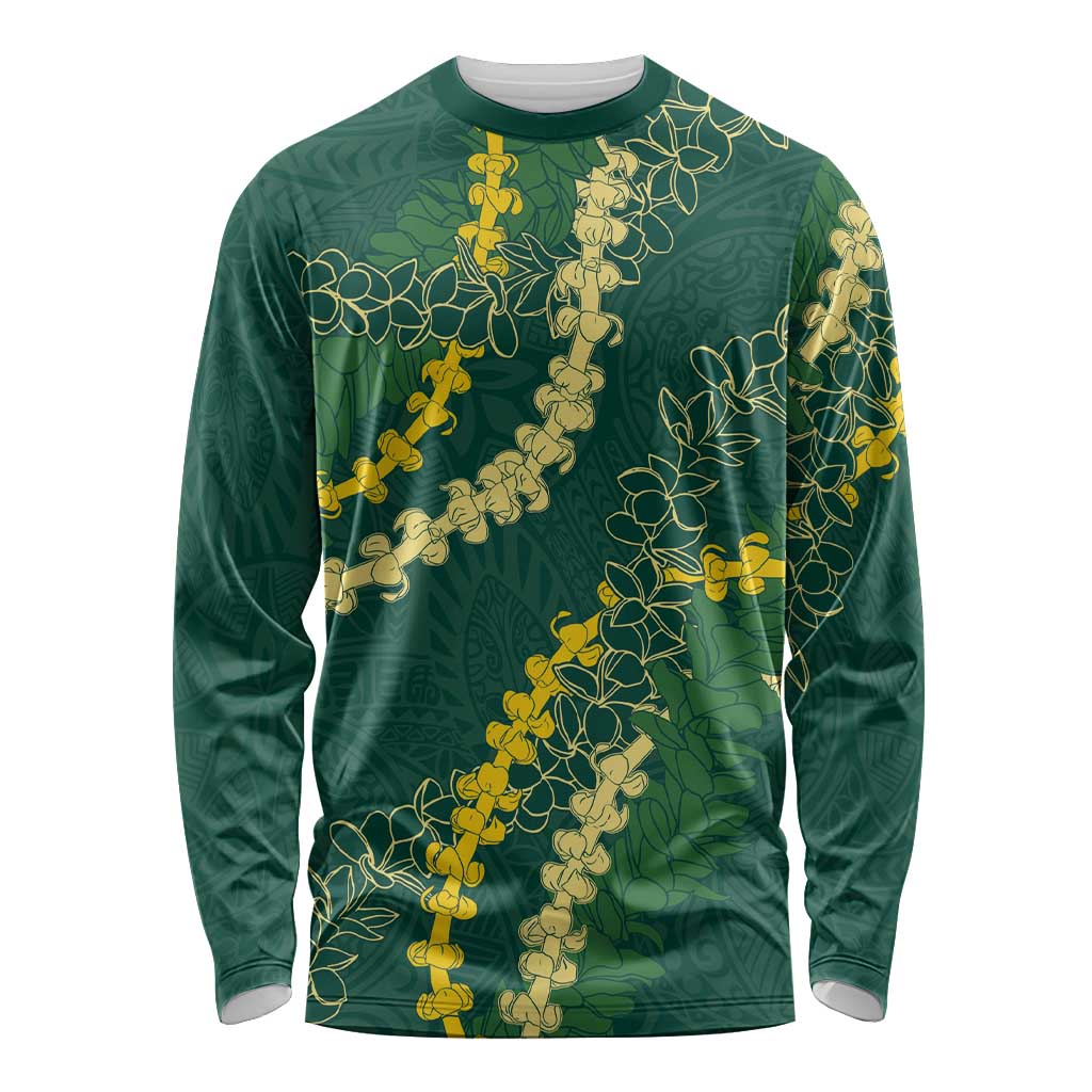 Hawaii Puakenikeni - Maile Lei Long Sleeve Shirt Sage Green LT7 Unisex Sage Green - Polynesian Pride