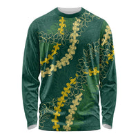 Hawaii Puakenikeni - Maile Lei Long Sleeve Shirt Sage Green LT7 Unisex Sage Green - Polynesian Pride