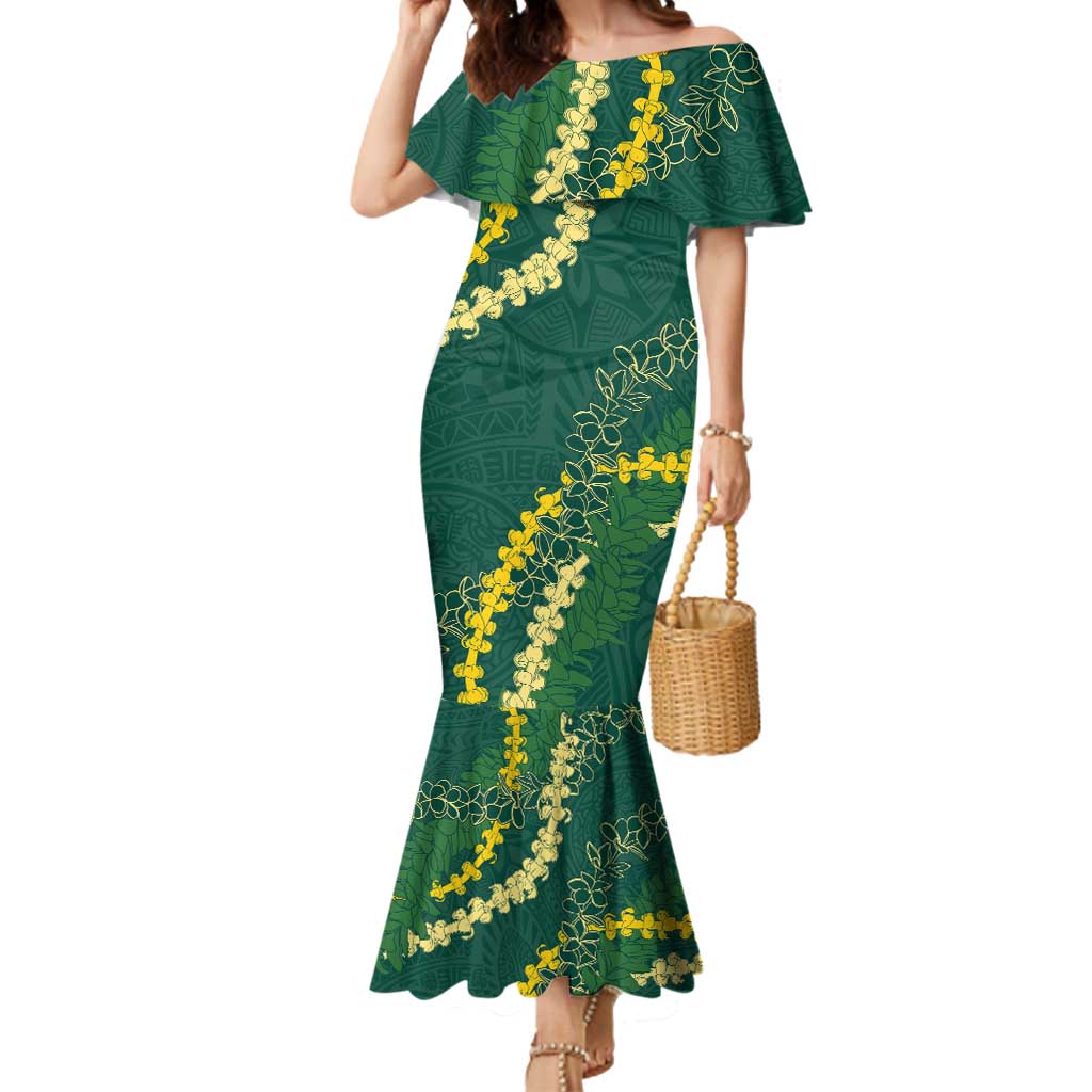Hawaii Puakenikeni - Maile Lei Mermaid Dress Sage Green LT7 Women Sage Green - Polynesian Pride