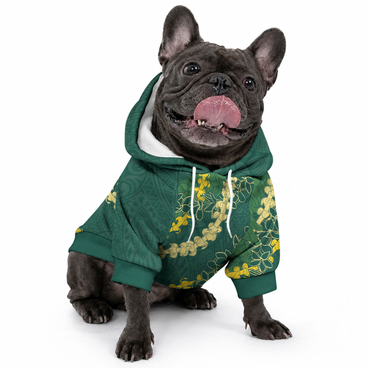 Hawaii Puakenikeni - Maile Lei Pet Hoodie Sage Green