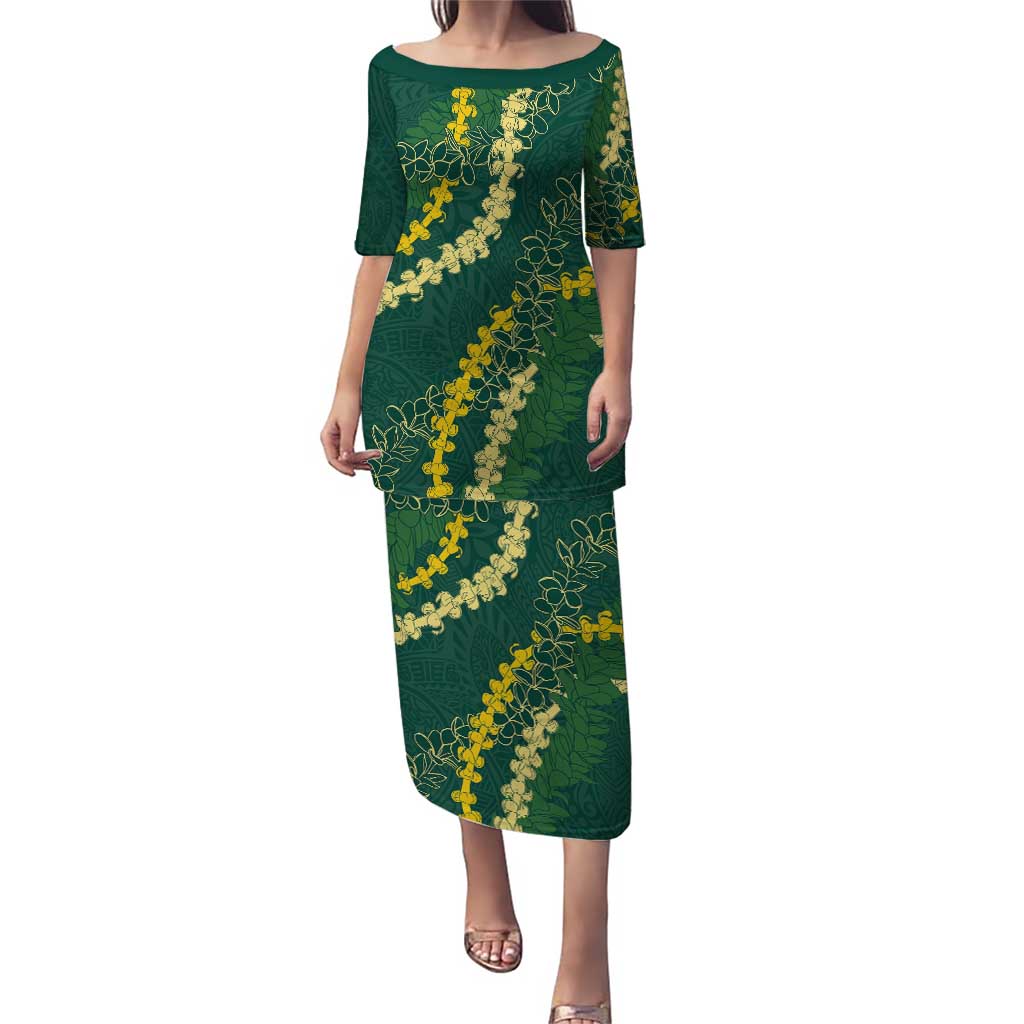 Hawaii Puakenikeni - Maile Lei Puletasi Sage Green LT7 Long Dress Sage Green - Polynesian Pride