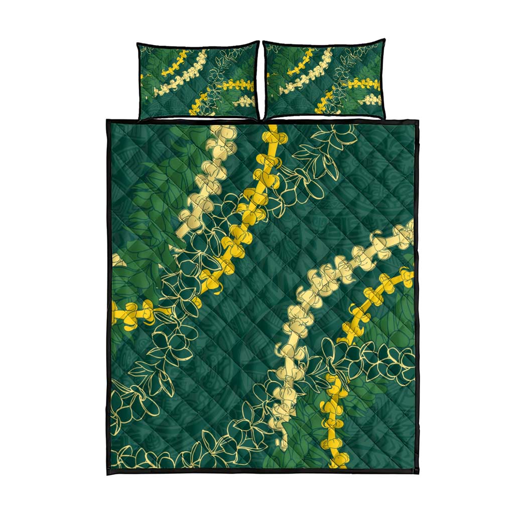 Hawaii Puakenikeni - Maile Lei Quilt Bed Set Sage Green LT7 - Polynesian Pride