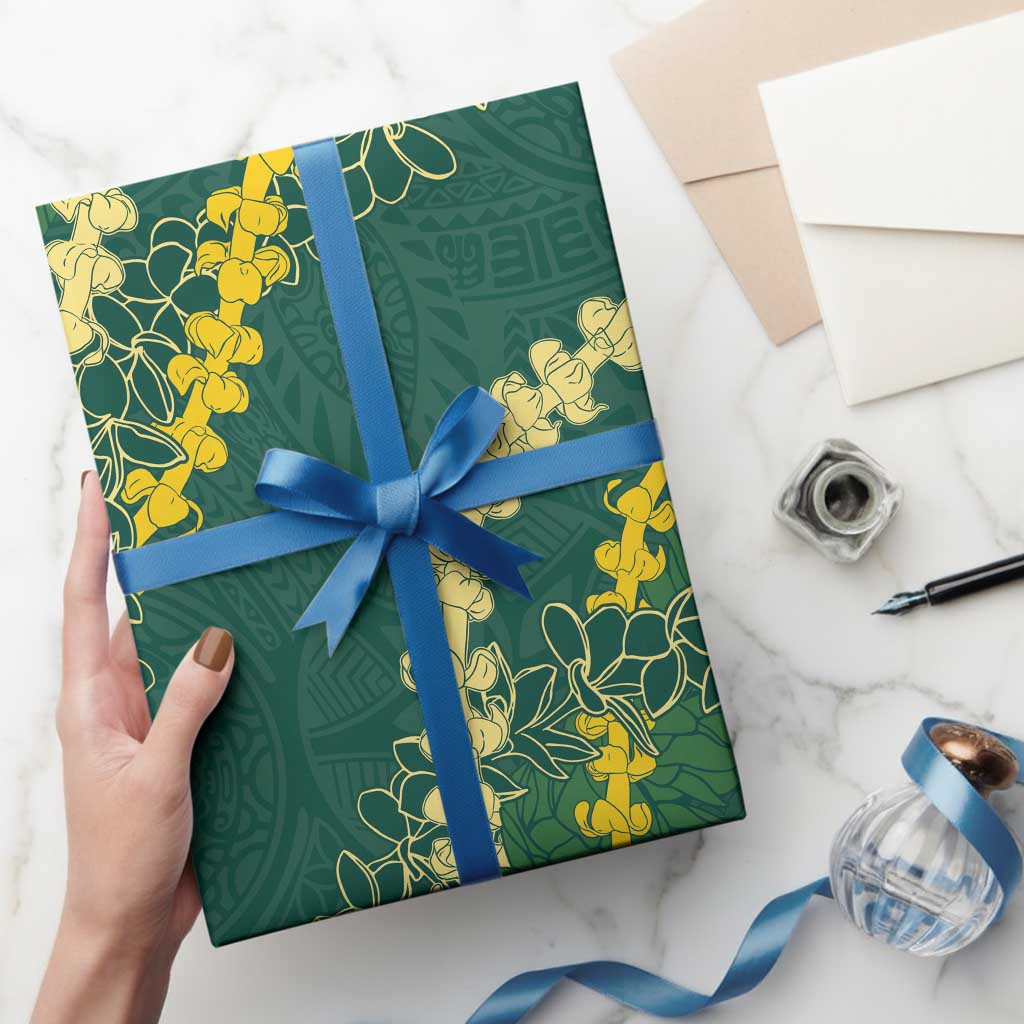 Hawaii Puakenikeni - Maile Lei Wrapping Paper Sage Green LT7 - Polynesian Pride