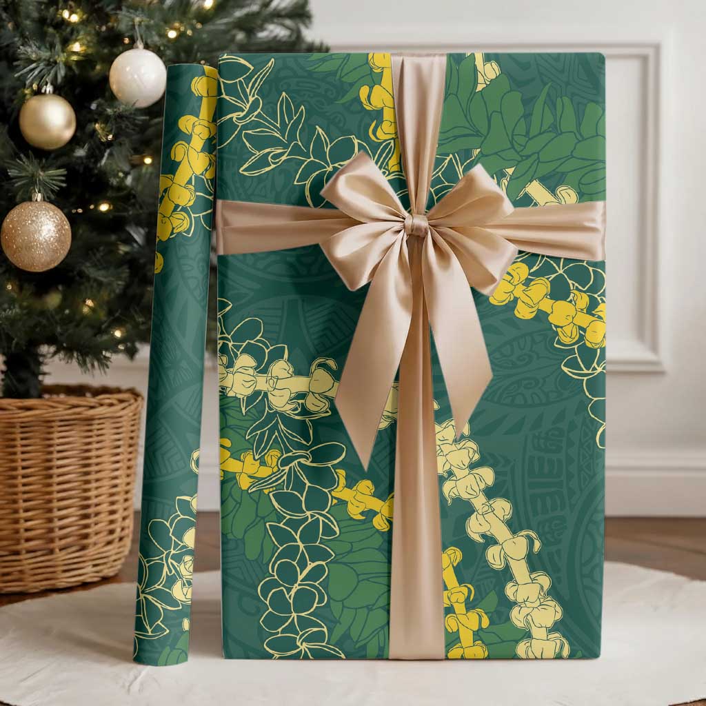 Hawaii Puakenikeni - Maile Lei Wrapping Paper Sage Green LT7 - Polynesian Pride