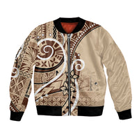 Samoa Siapo Classic Motif Bomber Jacket Manuia le tutoatasi o Samoa Independence LT7 Unisex Beige - Polynesian Pride