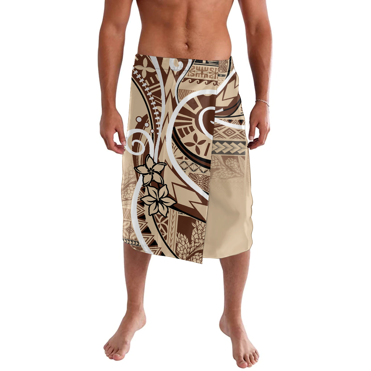 Samoa Siapo Classic Motif Lavalava Manuia le tutoatasi o Samoa Independence LT7 Beige - Polynesian Pride
