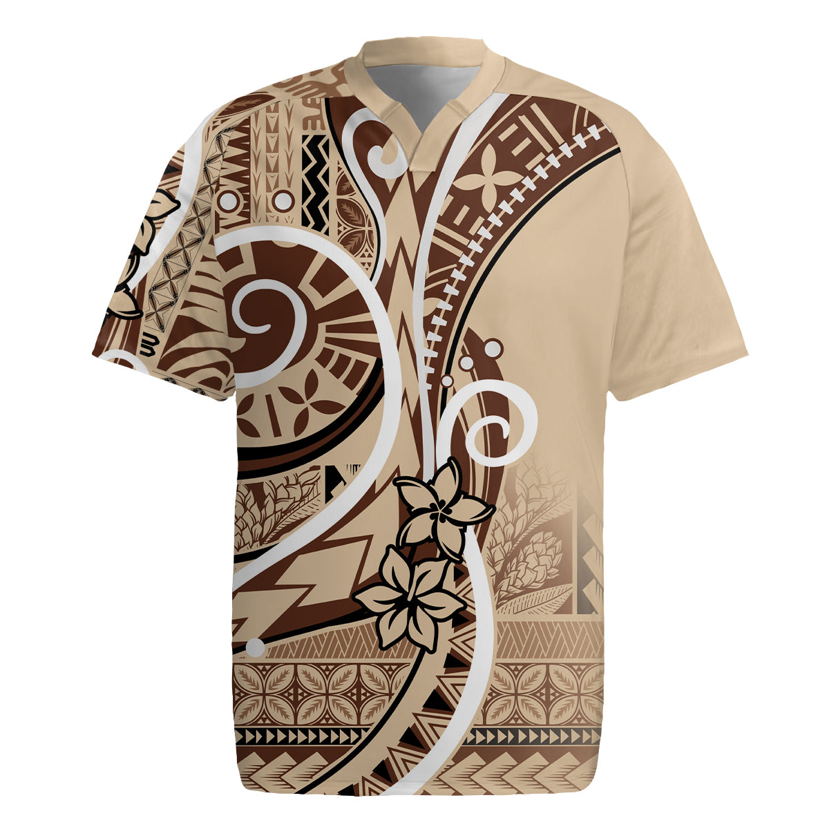 Samoa Siapo Classic Motif Rugby Jersey Manuia le tutoatasi o Samoa Independence LT7 Beige - Polynesian Pride