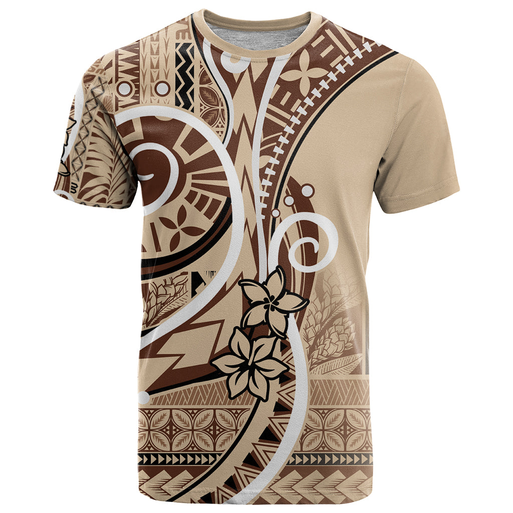 Samoa Siapo Classic Motif T Shirt Manuia le tutoatasi o Samoa Independence LT7 Beige - Polynesian Pride