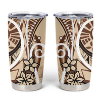 Samoa Siapo Classic Motif Tumbler Cup Manuia le tutoatasi o Samoa Independence LT7 Beige - Polynesian Pride