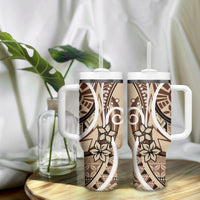 Samoa Siapo Classic Motif Tumbler With Handle Manuia le tutoatasi o Samoa Independence LT7 - Polynesian Pride