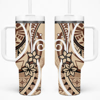 Samoa Siapo Classic Motif Tumbler With Handle Manuia le tutoatasi o Samoa Independence LT7 One Size: 40 oz Beige - Polynesian Pride