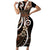 Samoa Siapo Classic Motif Short Sleeve Bodycon Dress Manuia le tuto’atasi o Samoa Independence Black Style