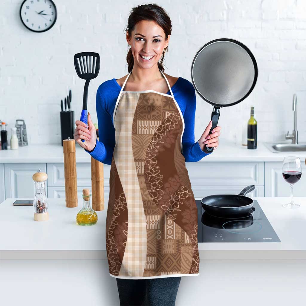 Polynesian Tribal Pattern Patchwork Picturesque Apron Mocha LT7 - Polynesian Pride