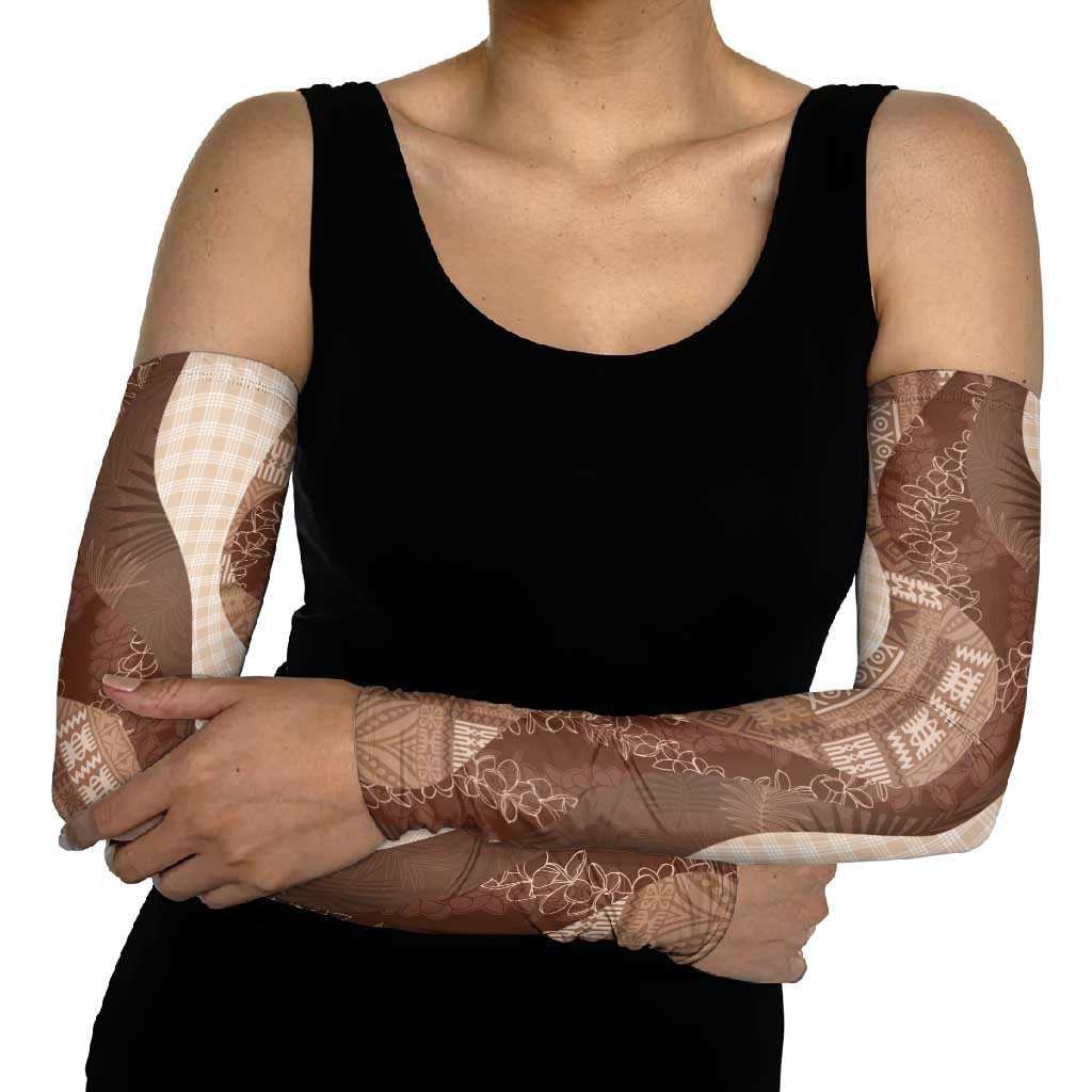 Polynesian Tribal Pattern Patchwork Picturesque Arm Sleeves Mocha LT7 - Polynesian Pride