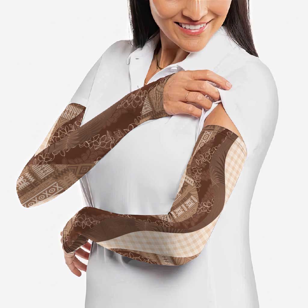Polynesian Tribal Pattern Patchwork Picturesque Arm Sleeves Mocha LT7 - Polynesian Pride