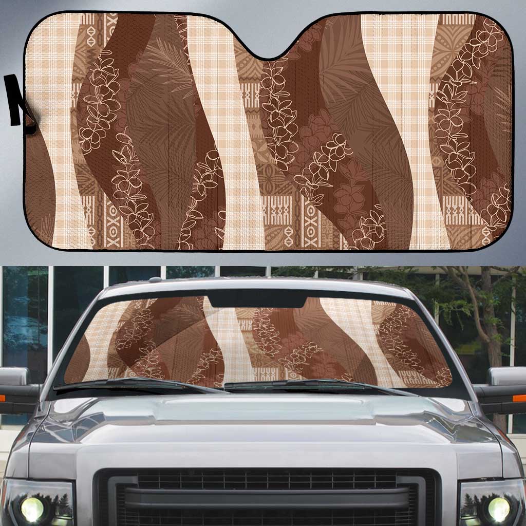 Polynesian Tribal Pattern Patchwork Picturesque Auto Sun Shade Mocha LT7 Mocha - Polynesian Pride